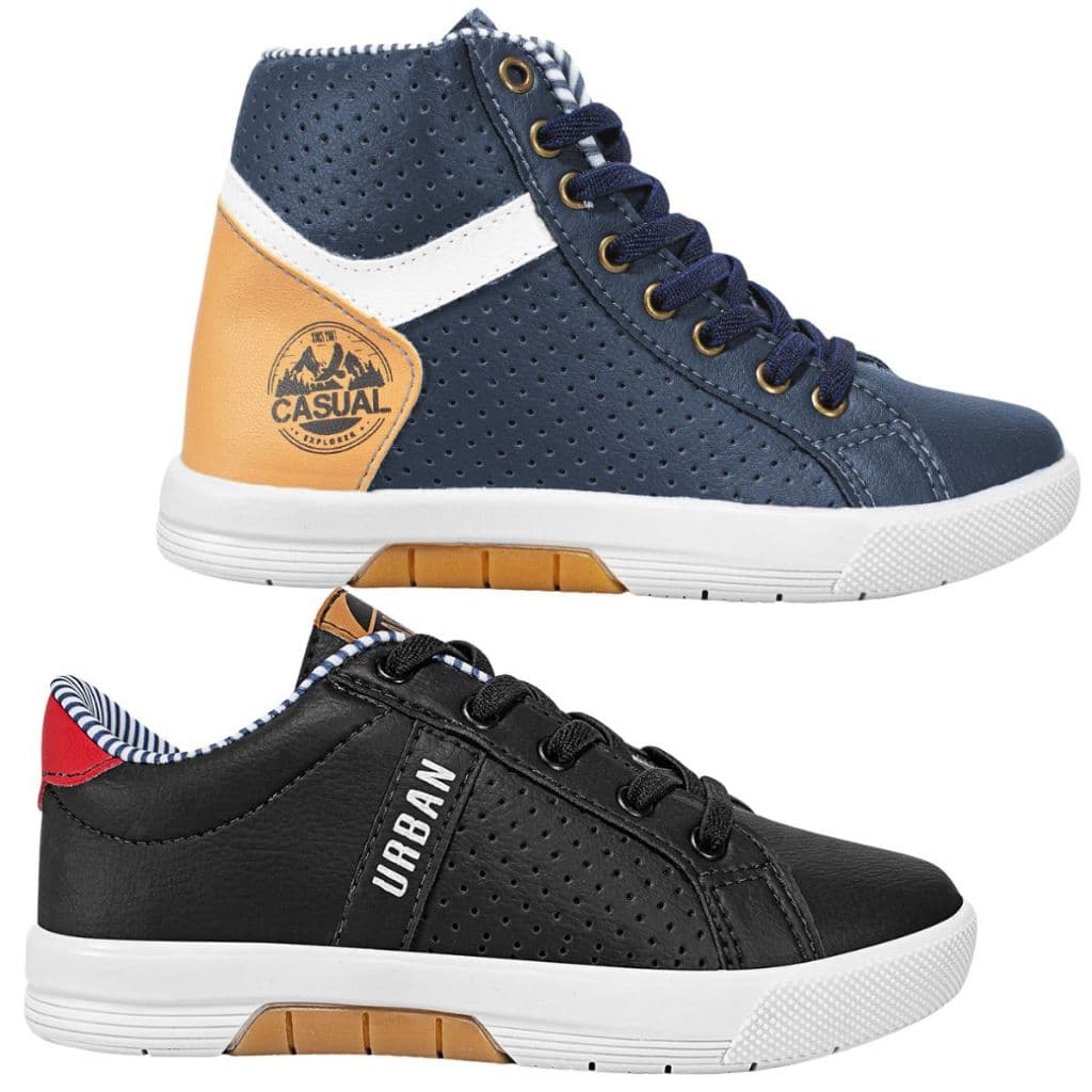 Kit 2 Pares Tênis Infantil Masculino Cano Alto Casual Sapatênis Menino Confortável