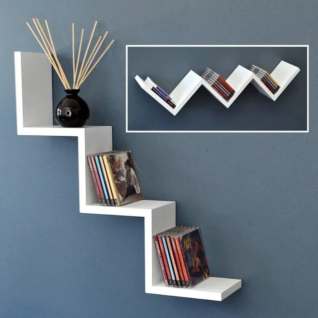 Nicho Prateleira Para Livro Quarto Promoção Mdf Decorativo em W Escritório Sala Cozinha Organizador Zigzag