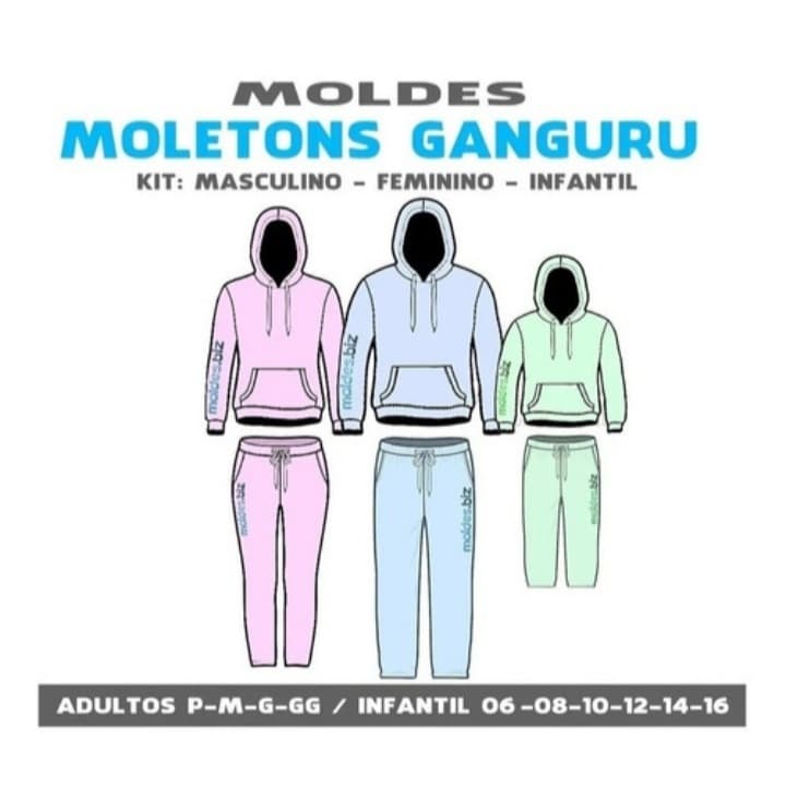 KIT MOLDES MOLETOM FEMININO, MASCULINO E INFANTIL, POR CORREIOS