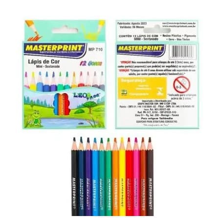 Kit Mini Lápis De Cor Com 12 Cores Premium - Masterprint