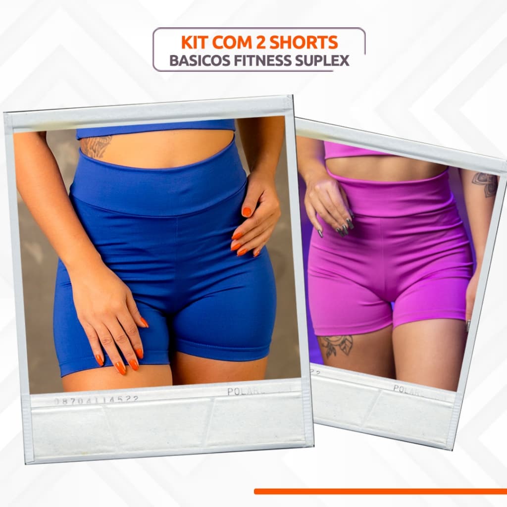 kit com 2 Shorts Legging Suplex Cós Alto Meia Coxa Tecido Grosso Bermuda Feminina Fitness academia