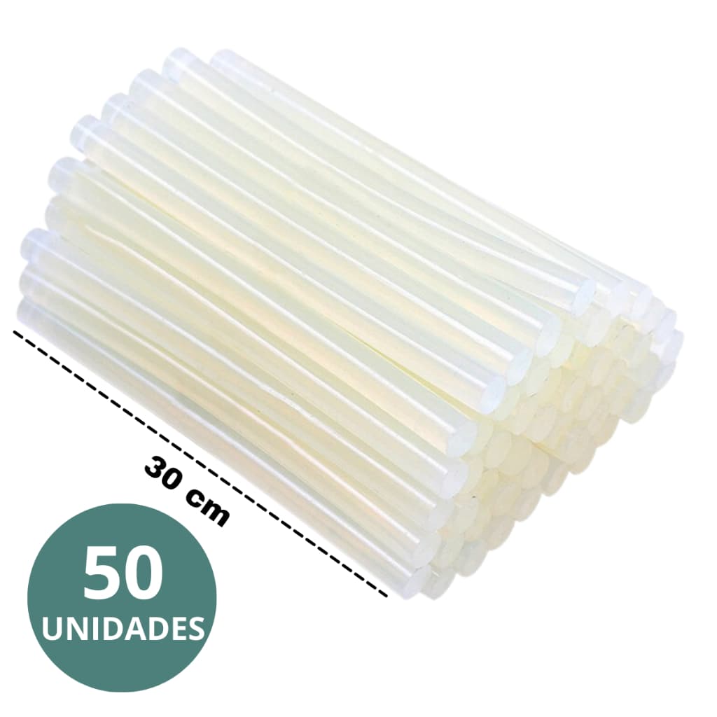 Kit 50 Unidades Bastão Cola Quente Branca Fina Refil Para Pistola De Cola