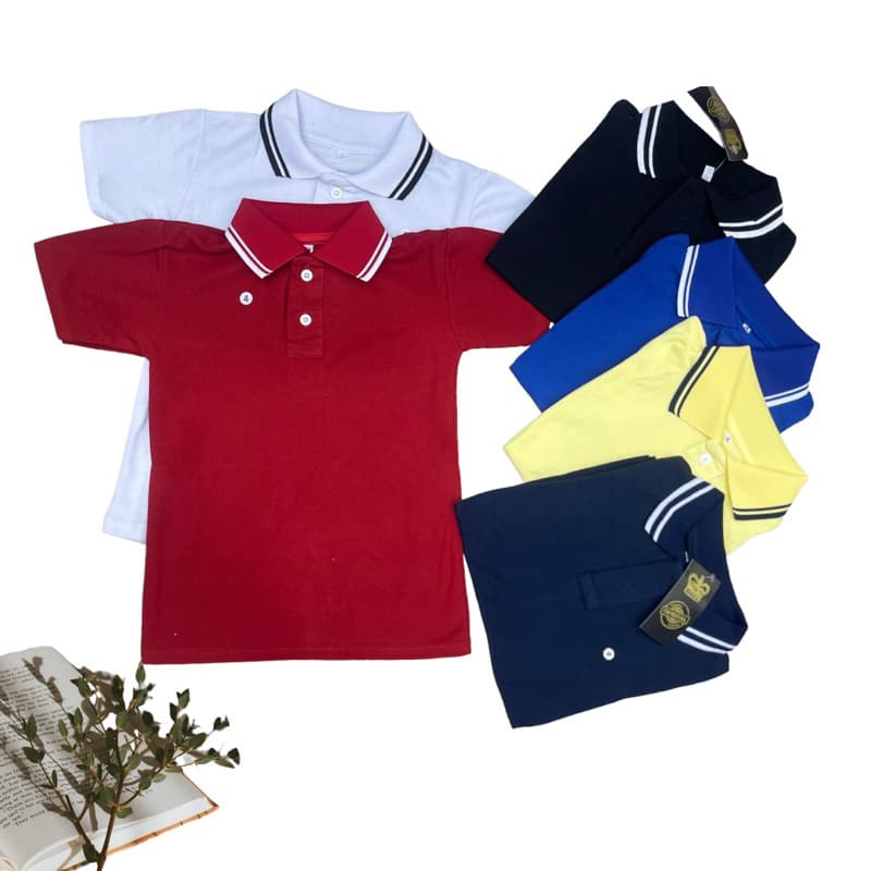 Camisa Polo Básica Com Gola Listrada Menino Infantil S.M