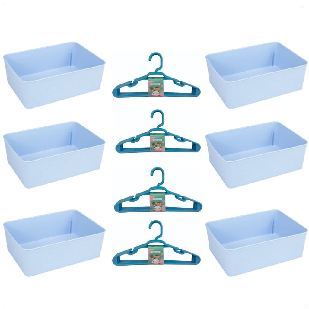 Kit Cestos Multiuso Decorativos + 20 Cabide Infantil Reforçado