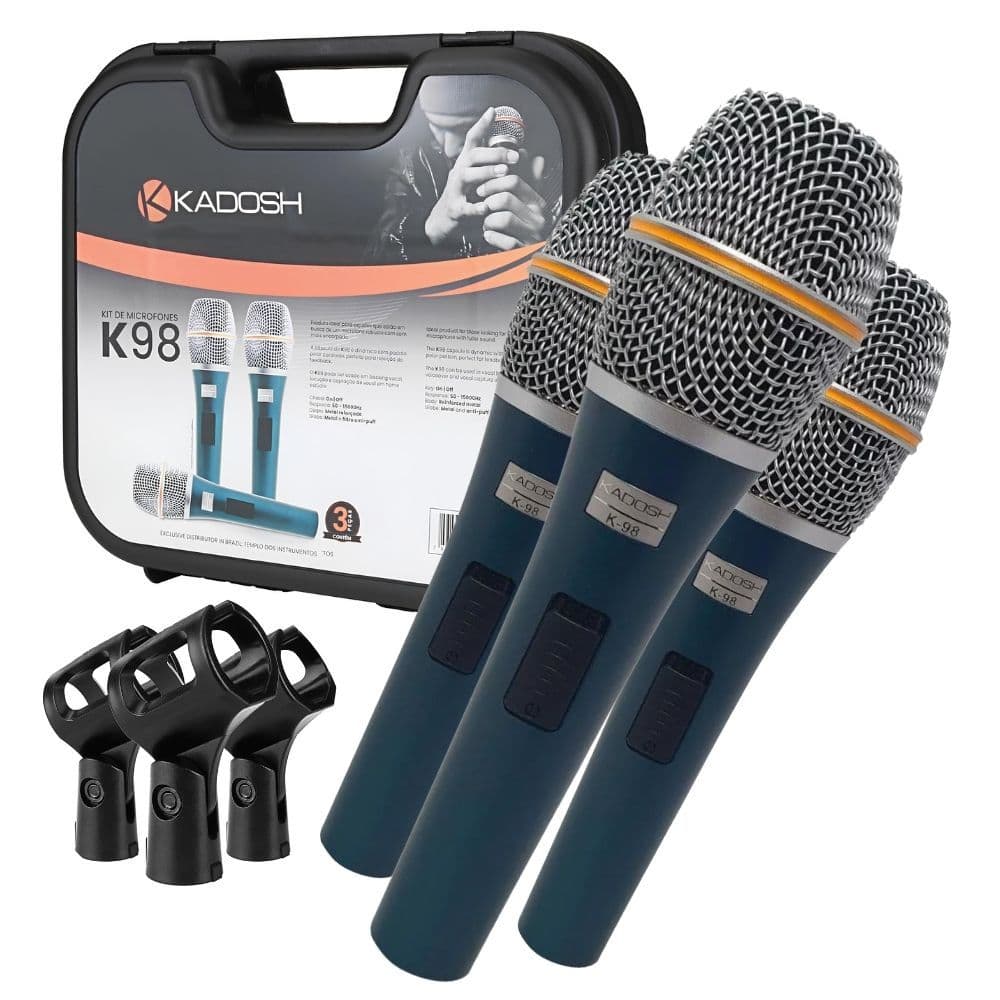 Microfone Kadosh K98 Hipercardióide Profissional Kit 3 Peças