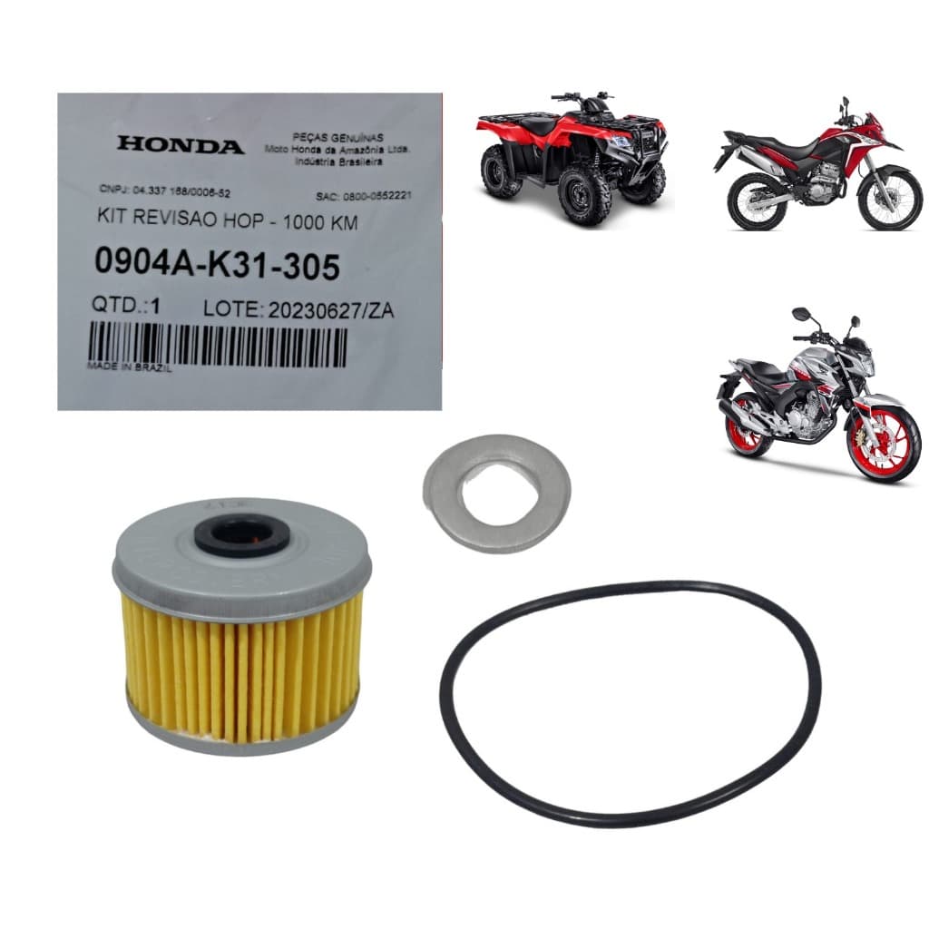 Kit Revisão 1000 KM CB Twister, Quadriciclo, CRF, XRE e XR  - Original Honda