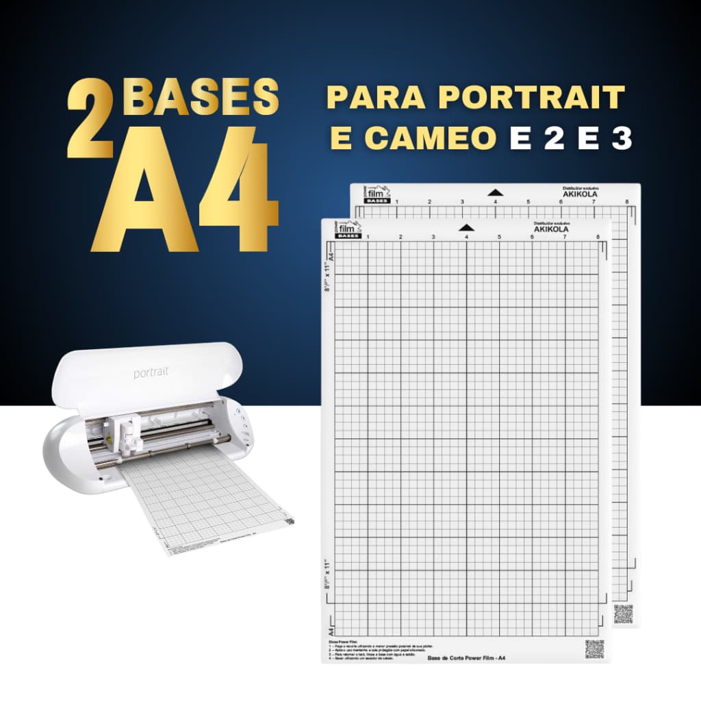 Kit 2 Bases de Corte Transparente A4 Para Silhouette Portrait, Portrait 2, 3 - Cameo 2 e 3 - Com Cola