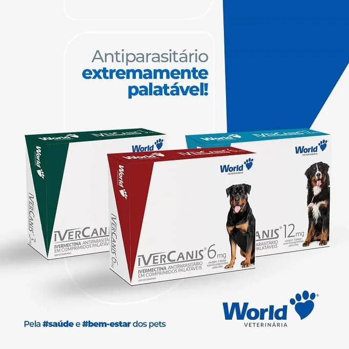 Ivercanis 3mg Ivercanis 6mg e 12mg Remedio Carrapato Pulgas Sarnas Vermes para Cachorro Até 6 Meses