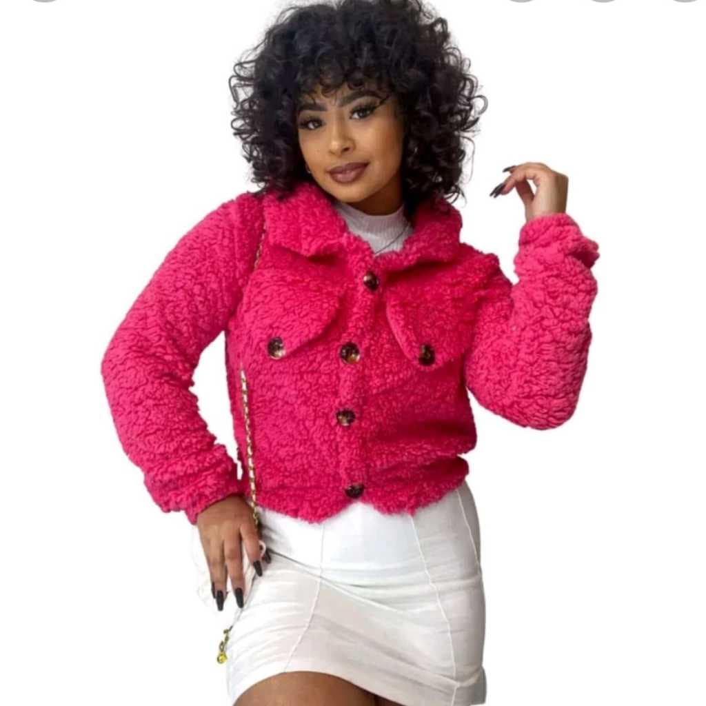 Casaco Feminina Tedy Quentinha Ted Moda Blogueira Casaquinho Teddy