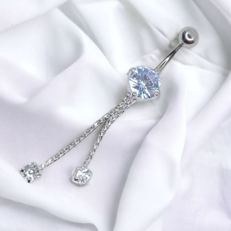 1 Peça Perfeito Piercing Zircônia Correntes Decoração Anel Umbilical Aço Inoxidável