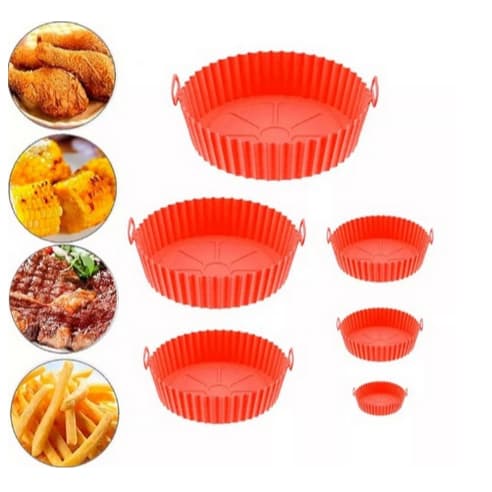 Kit 6 Formas De Silicone Air Fryer Fritadeira Micro-ondas