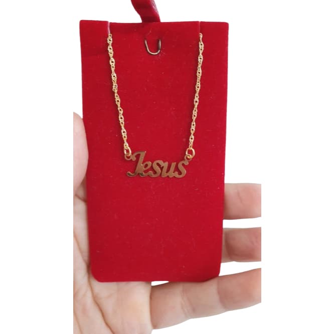 Corrente Gargantilha Feminina com Pingente Jesus Folheado Dourado