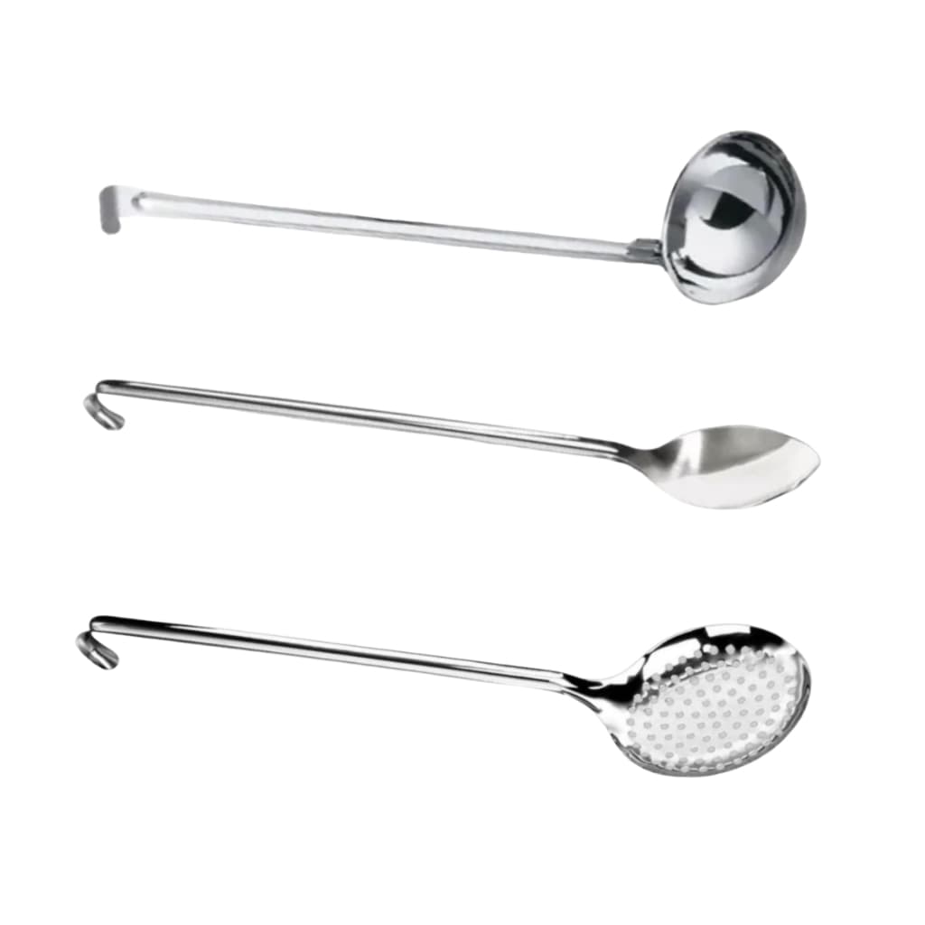 Kit 3 Utensílios Profissional 50 cm Aço Inox - Baccani