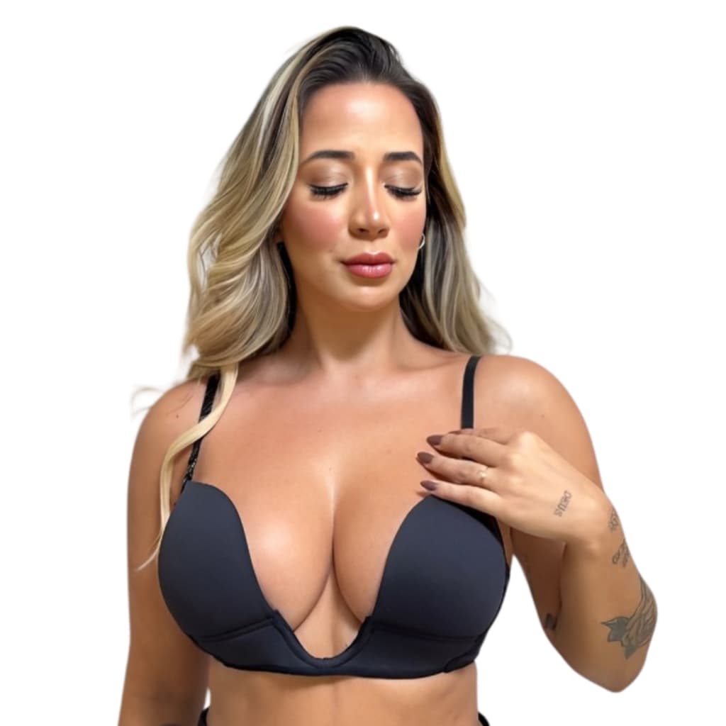 Sutiã Decote Profundo U Push Up Alça Removível + Alça Silicone