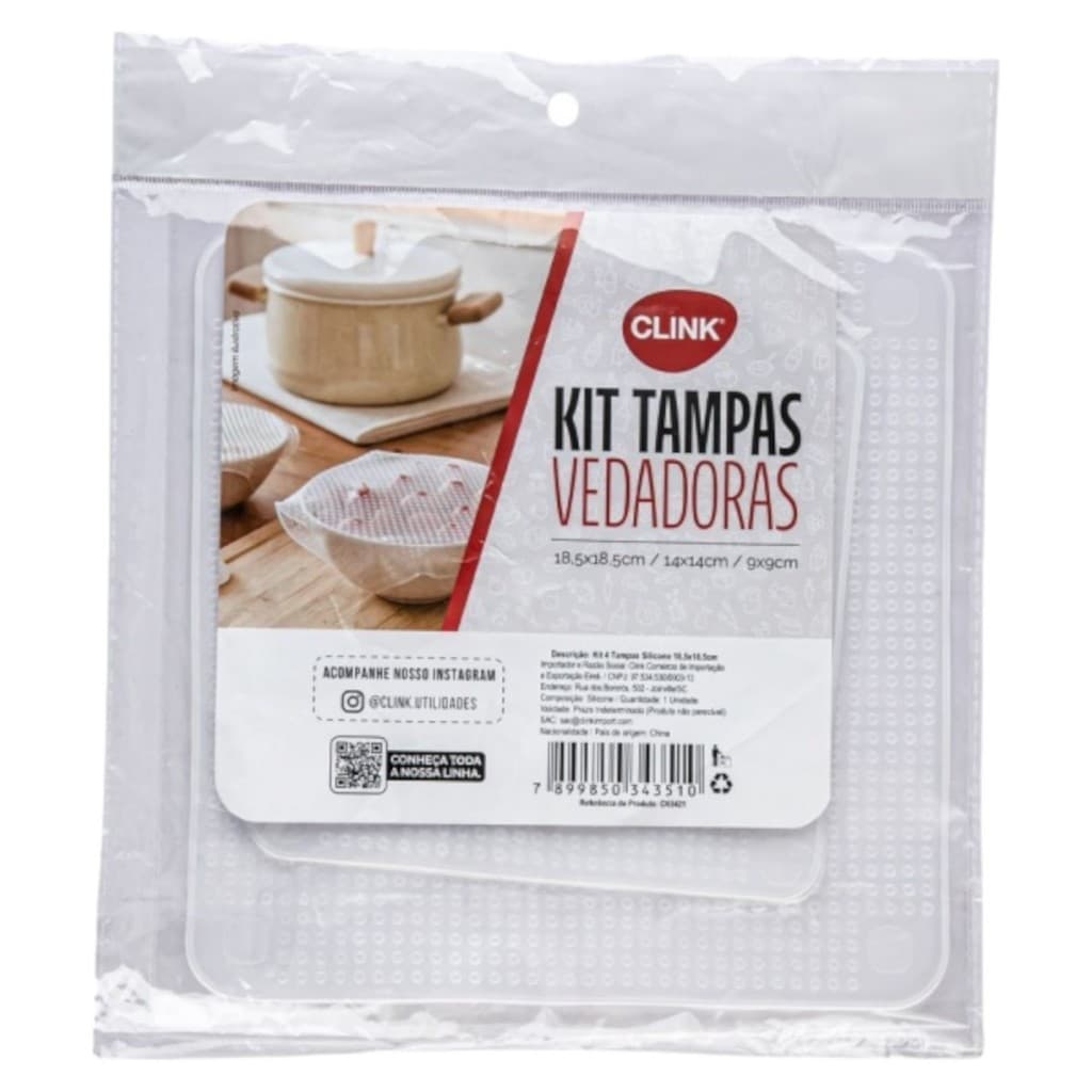 Kit 3 Tampas De Vedação Flexível Silicone Multiuso Para Alimentos