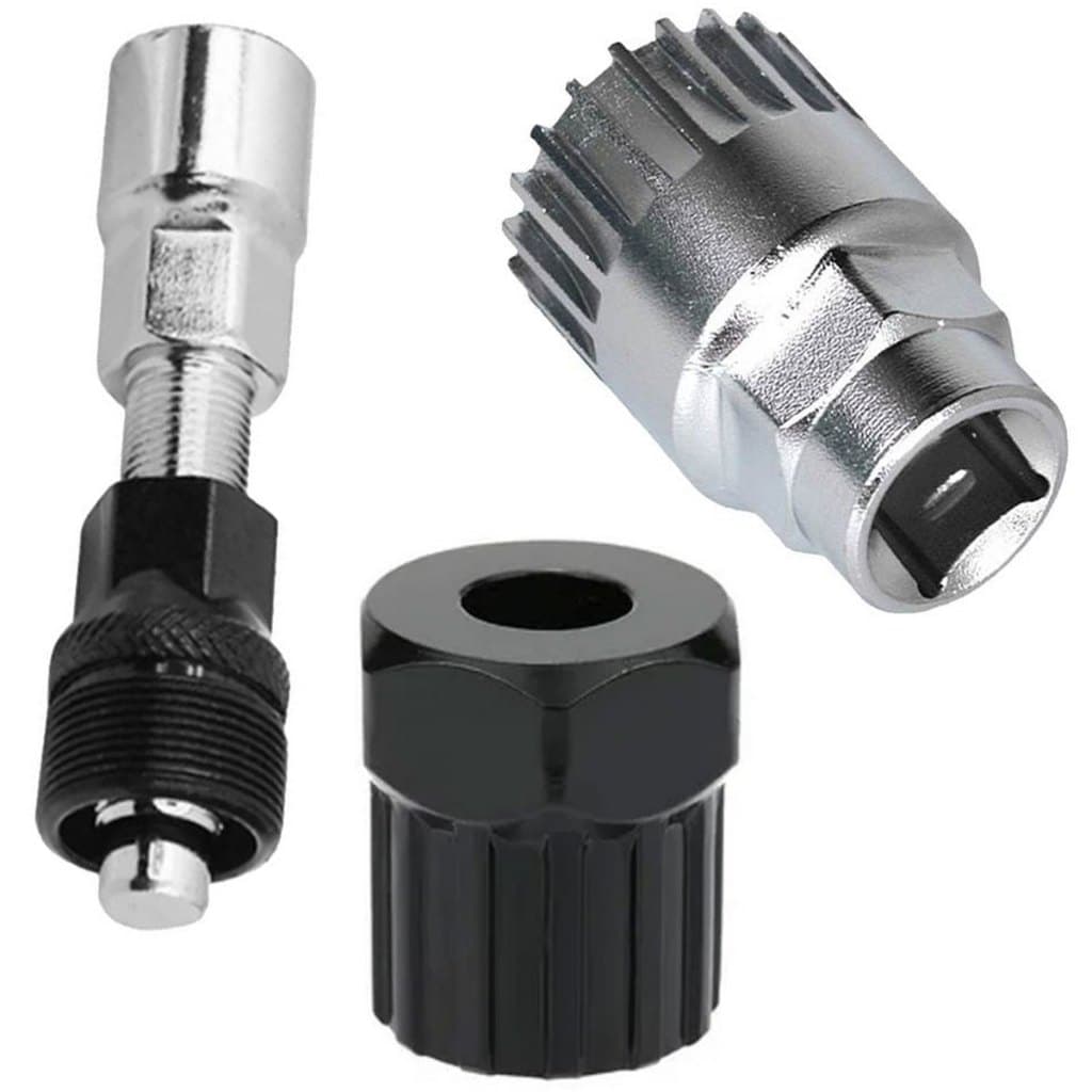 kit 3 farramenta para bike chave Extrator Pedivela Movimento Central Roda Livre Chave Extrator Saca Catraca