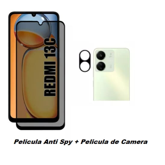 Kit película de Câmera  + Pelicula 3D anti Spy  Xiaomi Redmi 13C / Pelicula de privacidade