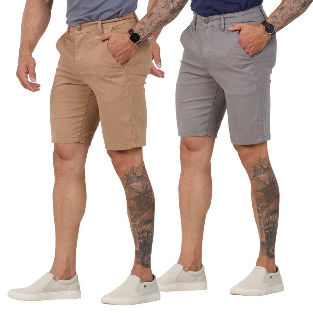 Kit 2 Bermudas Brim, BOLSO EMBUTIDO, Sarja Sport Fino Variadas