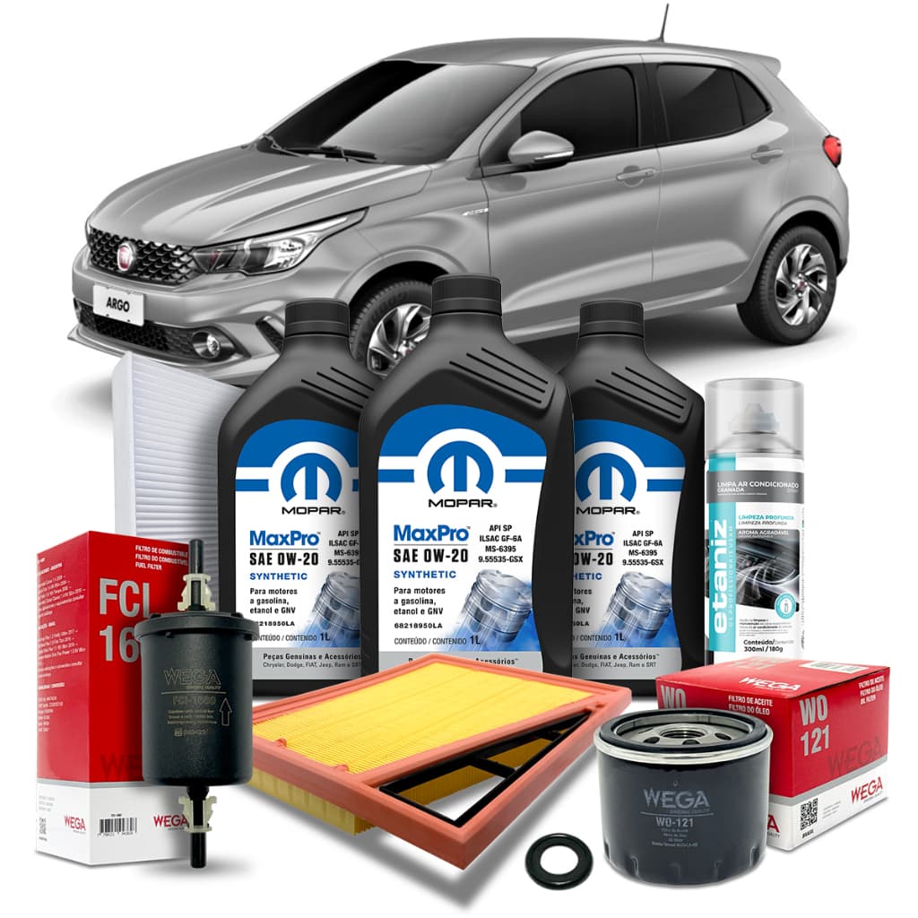 Kit Revisão Troca De Óleo Mopar 0w20 Fiat Argo 1.0 Drive Firefly 2017 2018 2019 2020 2021 2022 2023