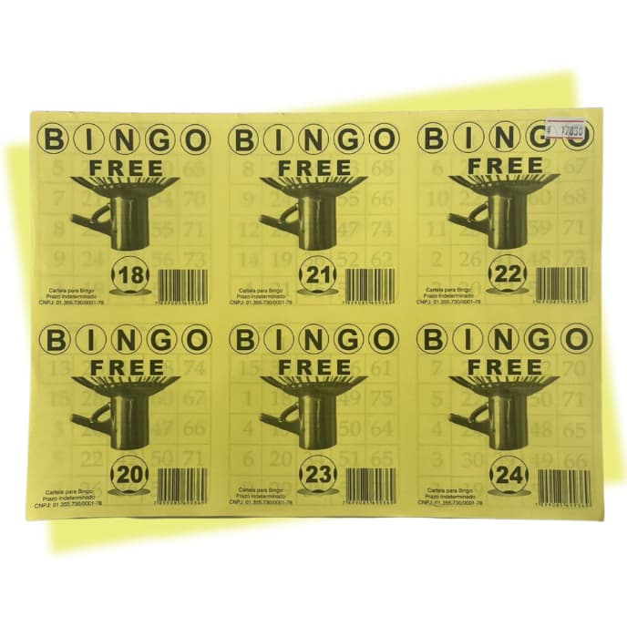 Bloco De Bingo Sextuplo Colorido Amarelo
