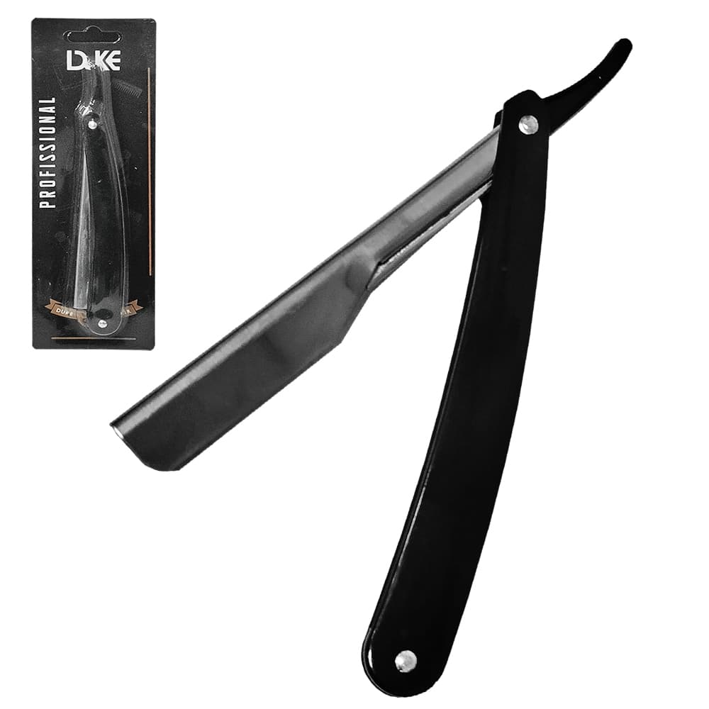 NAVALHETE PARA BARBEAR COM SUPORTE PARA LAMINA DE INOX E CABO PLASTICO PROFISSIONAL DUKE 16,5CM CÓDIGO 2723108