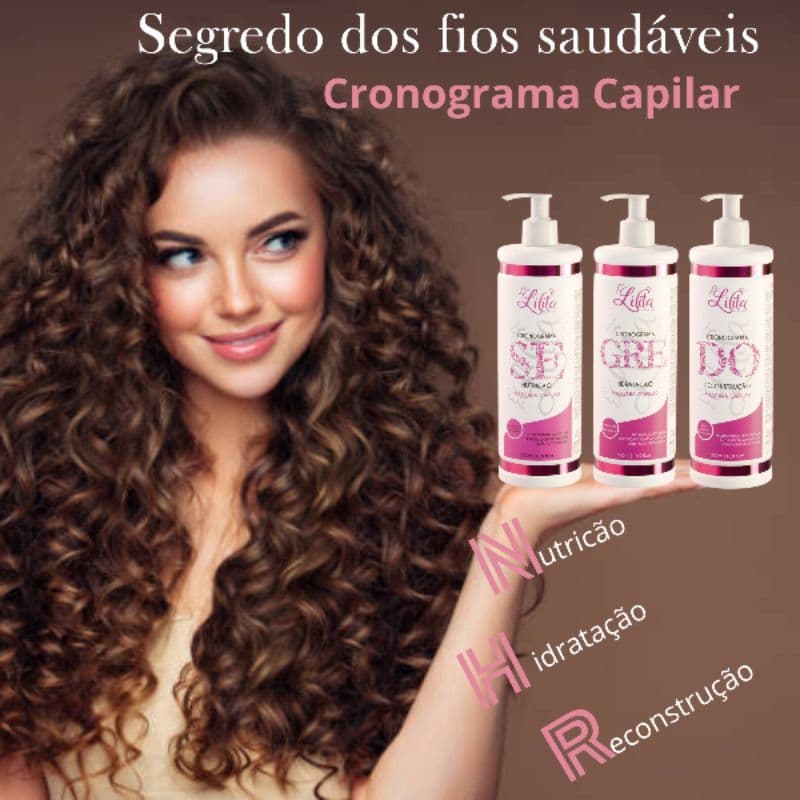 Cronograma Capilar  kit 3 passos para recuperar cabelos extremamente danificados Lilita Cosmeticos