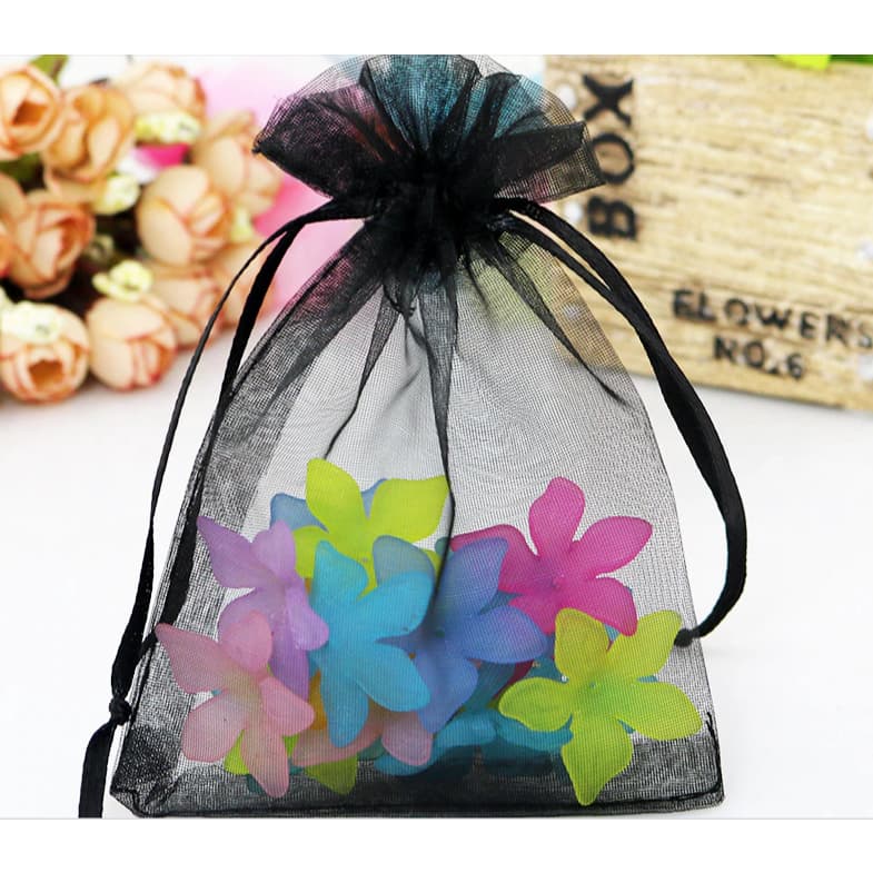 50 saquinhos de organza 10x15cm Preto
