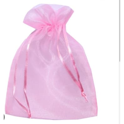 50 saquinhos de organza 17x23cm Rosa fita cetim
