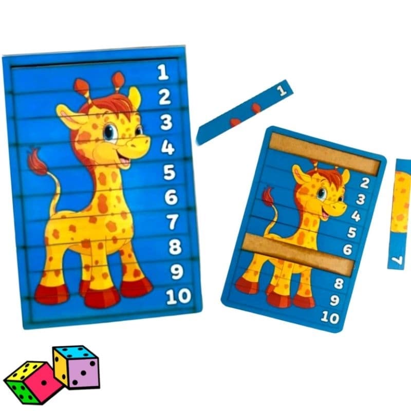 Brinquedo Pedagógico Quebra cabeça Infantil Girafa com Números Brinquedo Educativo em MDF