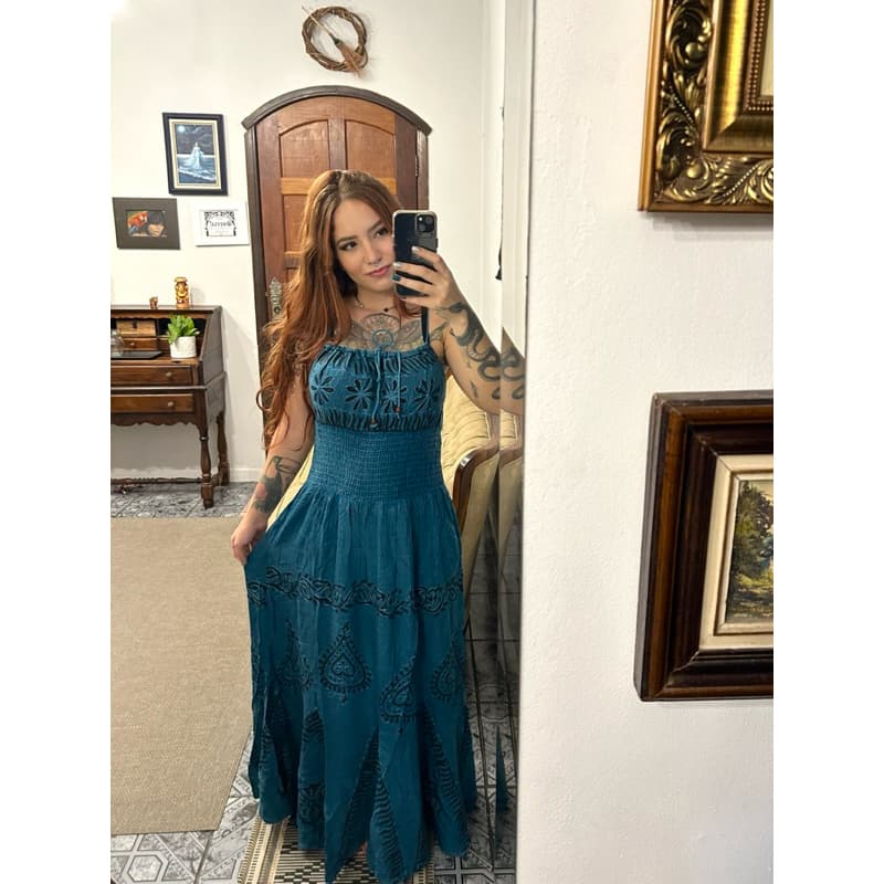 Vestido Longo Indiano Hippie Costas Fechada Estonado