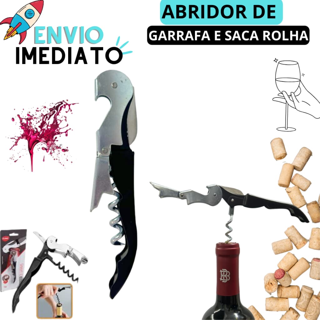 Abridor de Garrafas Saca Rolha Abridor de Cerveja Abridor de Vinhos Restaurantes Bares Lanchonetes