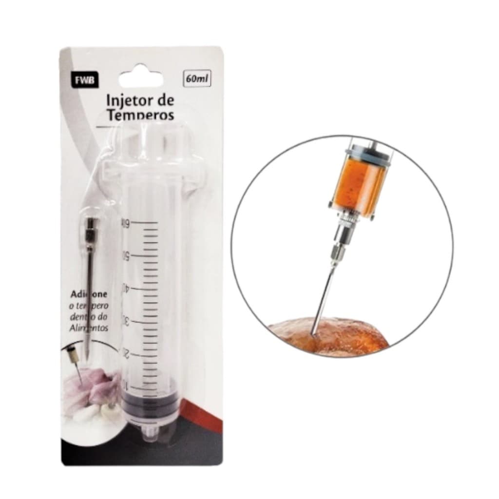 Seringa Injetora de Temperos 60ml Preparo Culinário 1 Unidade