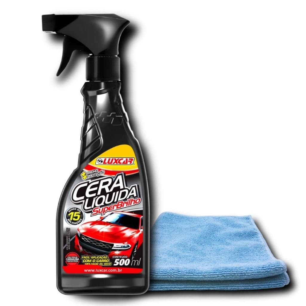 Cera Automotiva Líquida de Carnaúba SuperBrilho Luxcar 500ml Com Pano