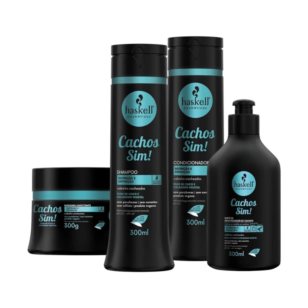Kit Haskell Cachos Sim! Total (4 Produtos) 300ml - Modelador de Cachos
