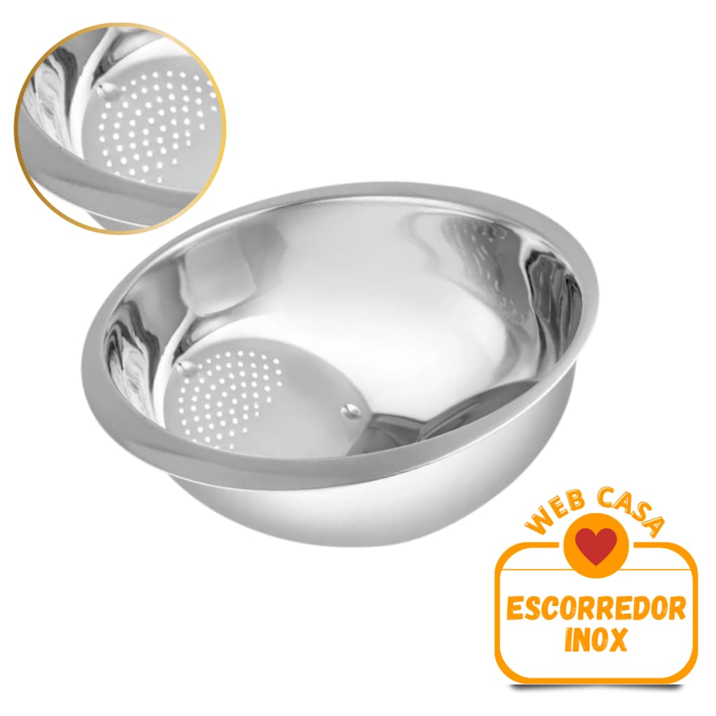 Escorredor Lavador de Arroz em Inox Grande 24 cm Lavar Arroz Diferentes para Casa Nova