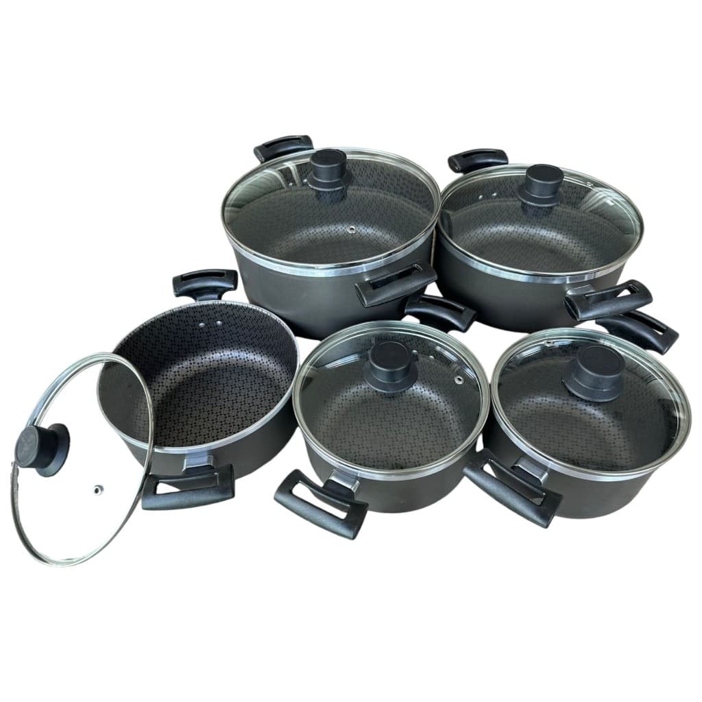 Jogo de Panela Antiaderente 2mm Desenhado Enjoy Tampa de Vidro Conjunto 05 Pcs Caçarola