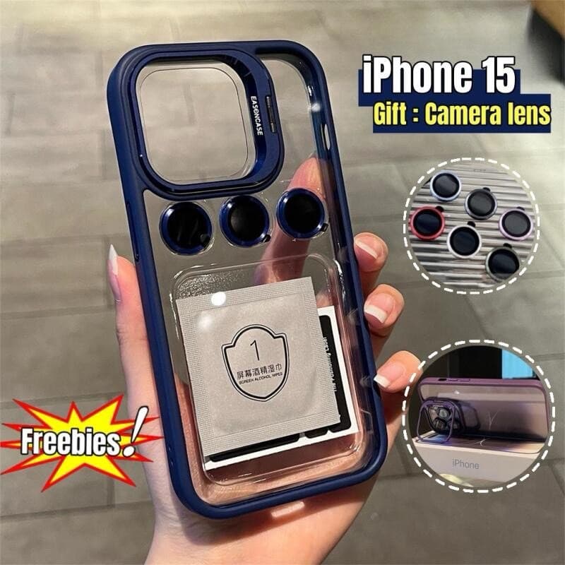 (Lente Metálica Gratuita Eco-Case) Nova Capa De Suporte De Invisível Para iPhone 15 14 13 12 11promaxPlus Dura