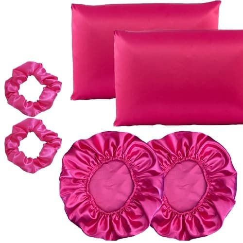 Kit Cetim Antifrizz Completo 2 Touca 1 Face de Cetim 2 Fronha de Cetim 2 Xuxinha de Cetim Buchinha