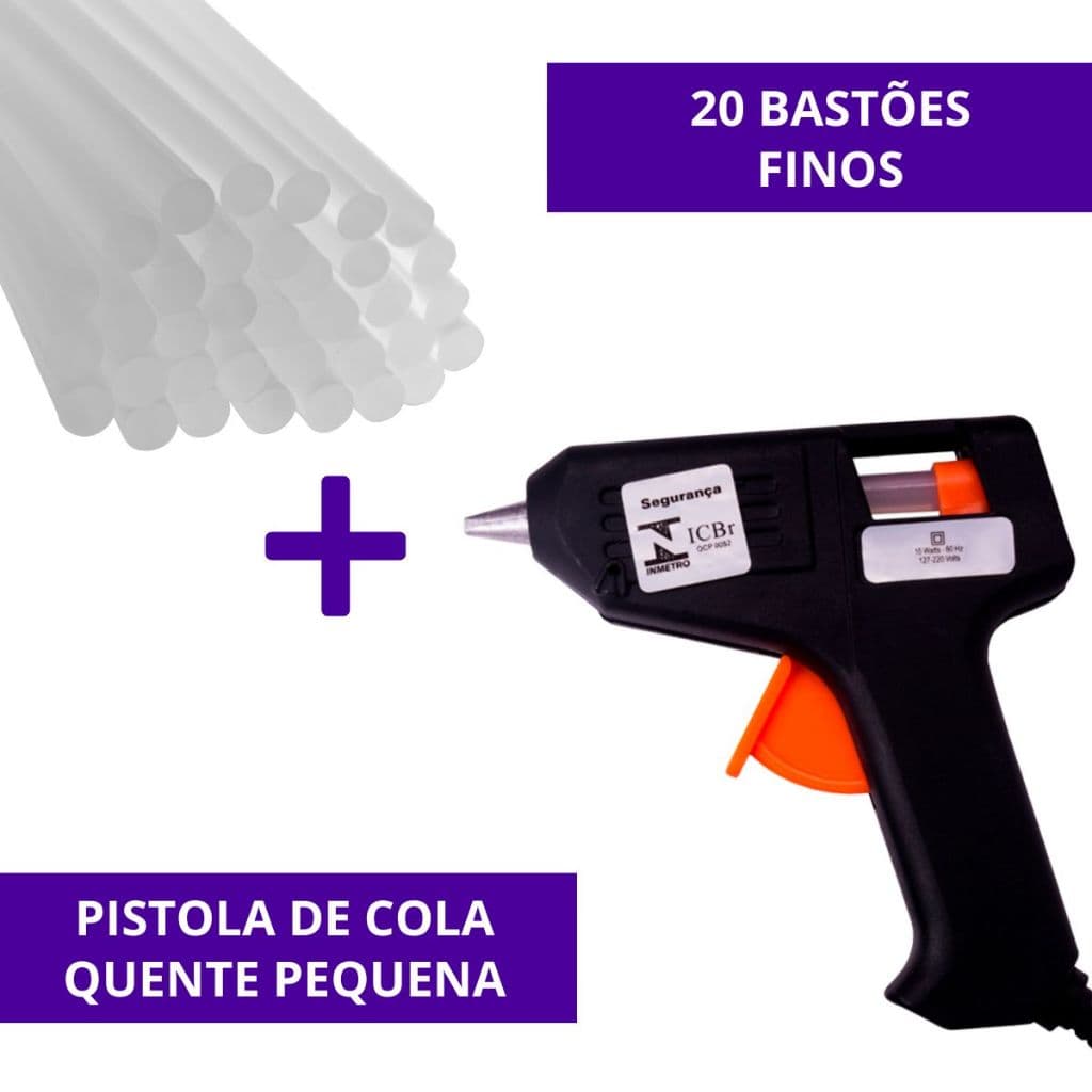 Pistola De Cola Quente Pequena Bivolt C/ 20 Bastões Incluso
