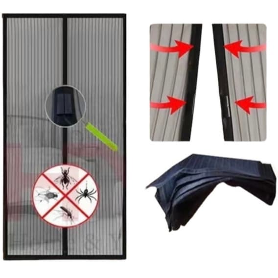 MAGIC MESH Cortina Tela Mosqueteira Magnética Para Porta Protetora Anti Insetos 2,1 X 1,0M