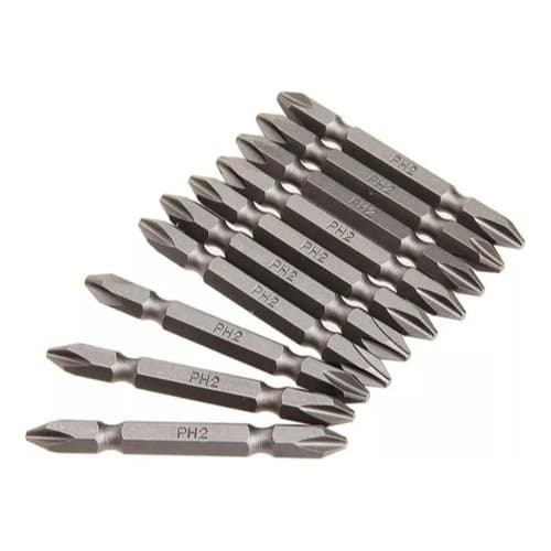 Kit 10 Bits  Pontas Philips N°2  - 1/4" -65mm