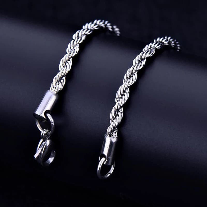 Pulseira Masculina Cordão Baiano luxuoso Aço Inox Legítimo Prata Antialegico Masculino Moderno