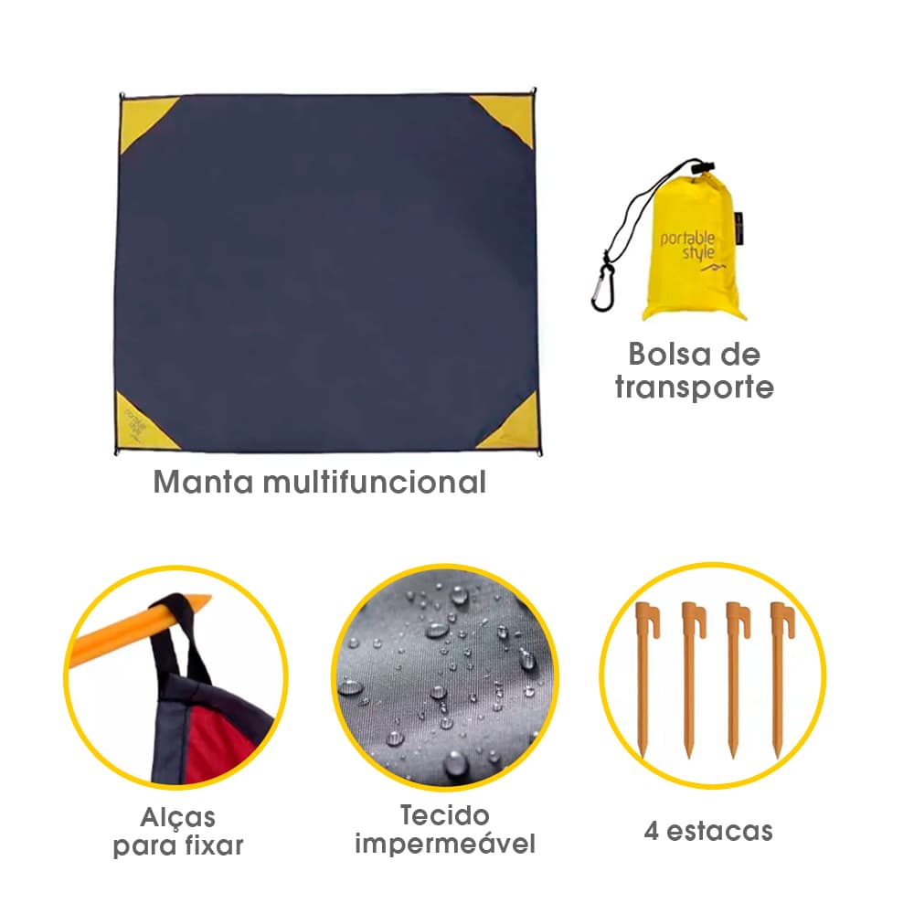 Manta Esteira de praia Multifuncional Lona Impermeável footprint Camping