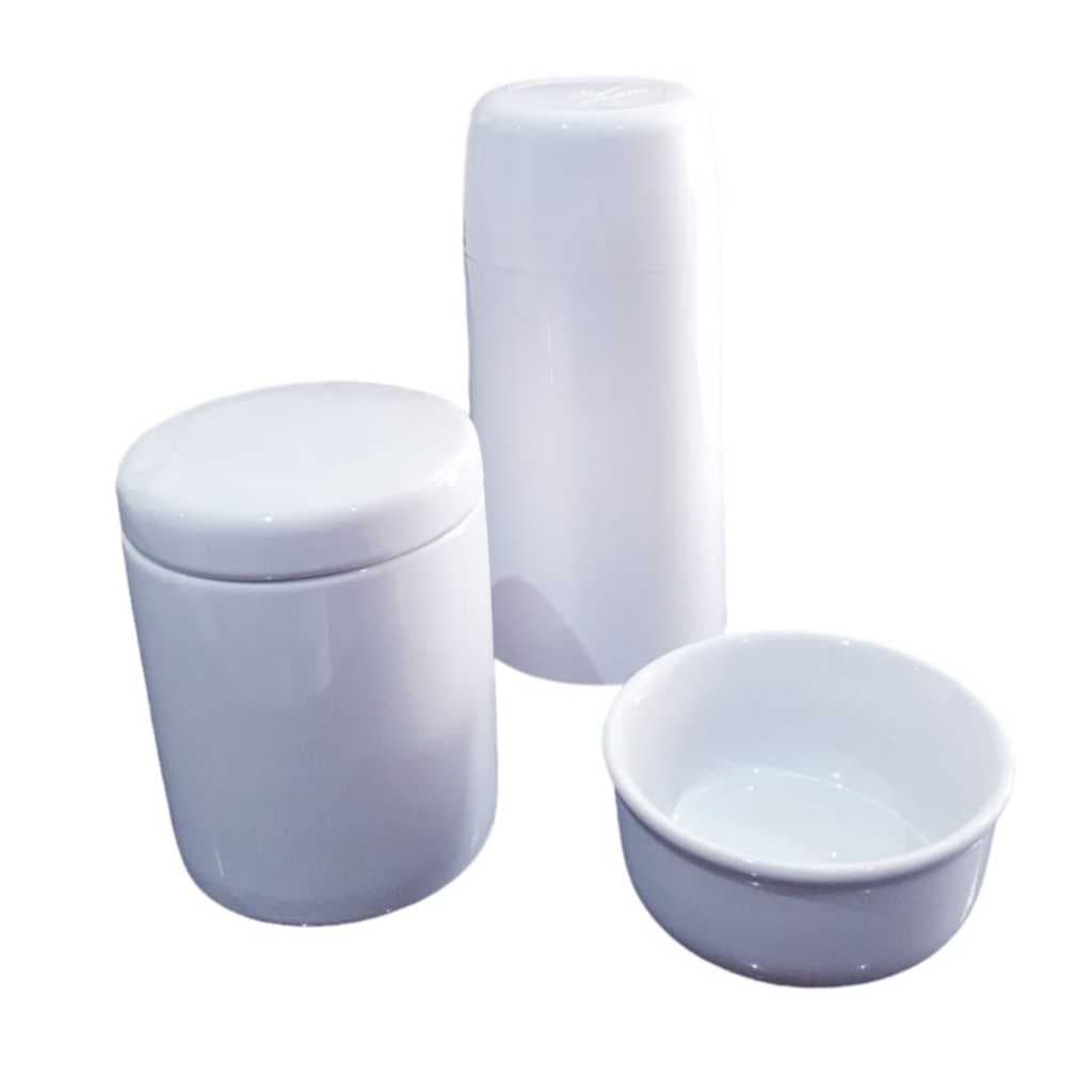Kit higiene para bebê porcelana pote com tampa garrafa térmica 250 ml molhadeira menino menina maternidade