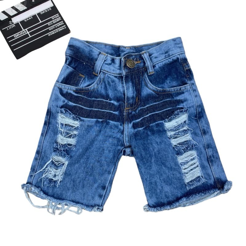 Short Jeans Menino Infantil Lavagem Médio Rasgada 02