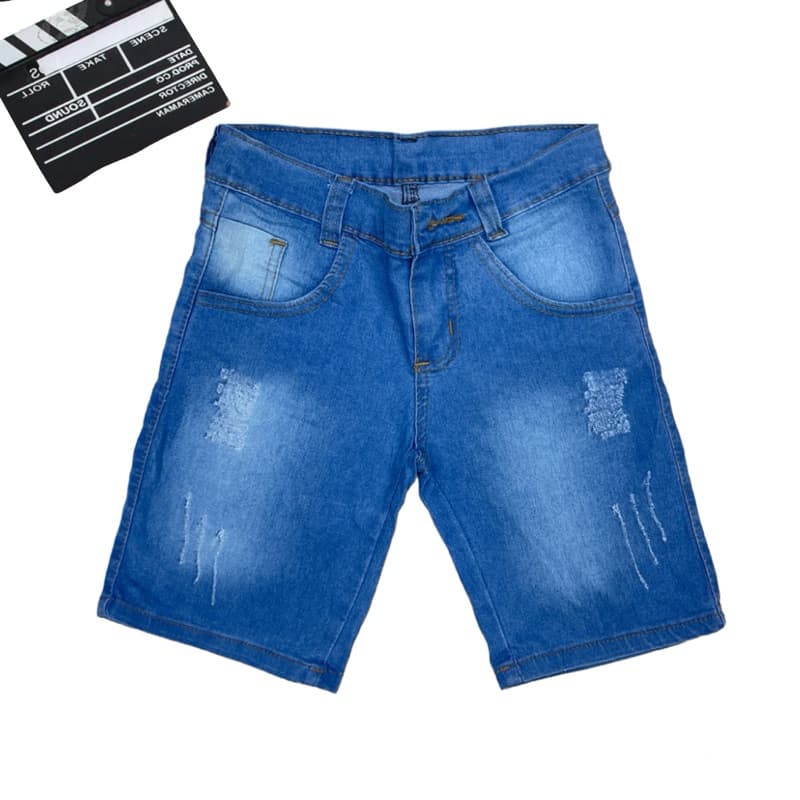 Short Jeans Menino Infantil Lavagem Médio Rasgada 05