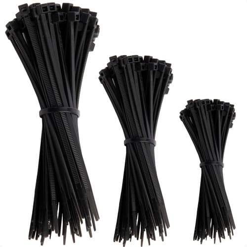 125 Peças Abraçadeira Nylon Preta - Presilha Enforca Gato Nylon Com 3 Tamanhos, Ideal para Organizar Cabos, Ferramentas.