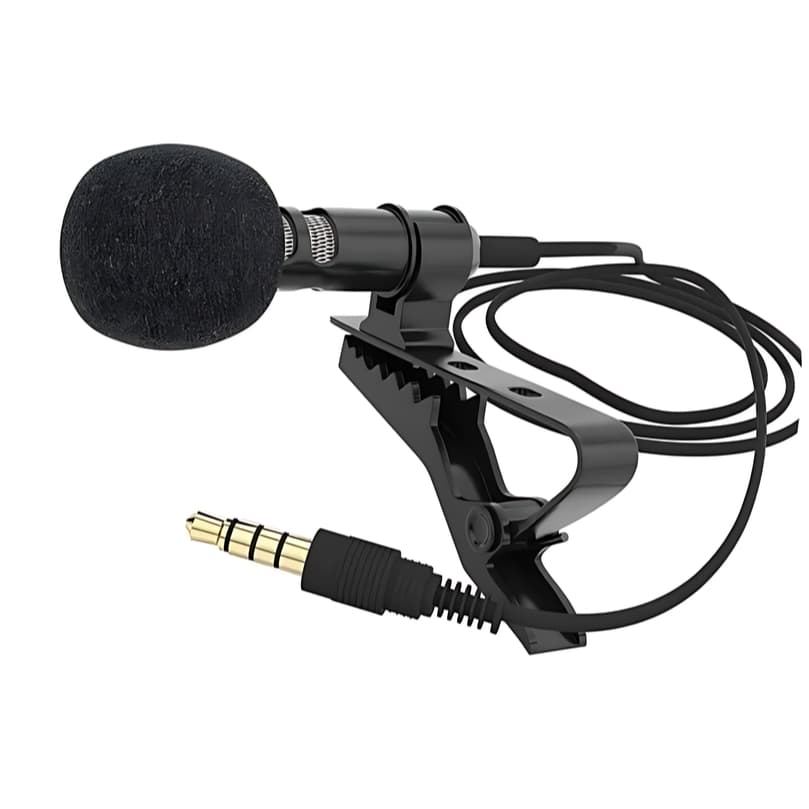 Microfone Lapela Omni Direcional Profissional Celular Preto Condensador Com Fio P2 Para Lives Pro