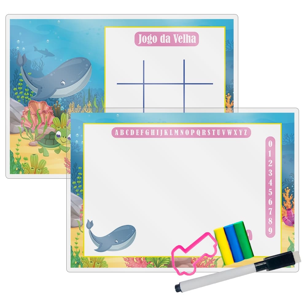15 Lousa Mágica + Caneta Com Apagador Personalizada Lembrancinha Festa Infantil Fundo Do Mar