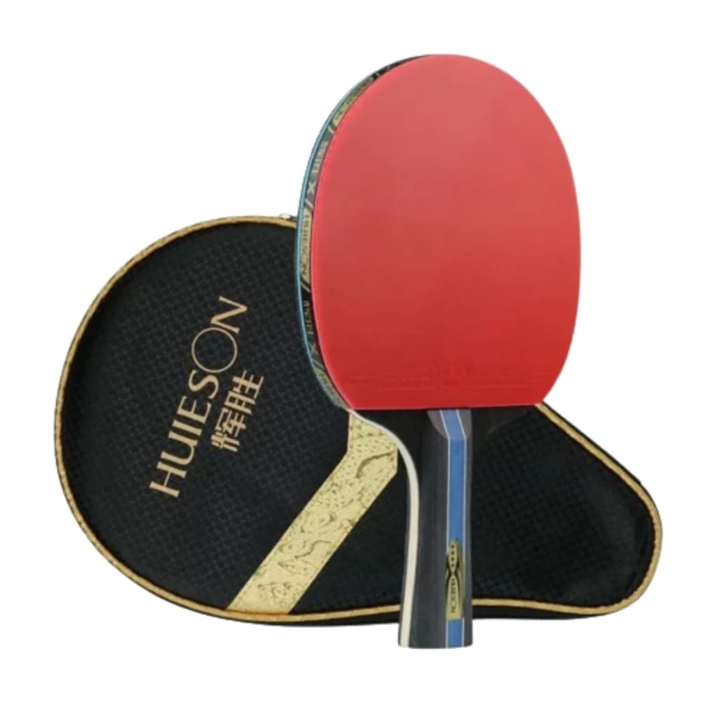 Raquete Tenis de Mesa Ping Pong Classica Carbono Huieson 4 Estrelas Profissional + Capa + 3 Bolas